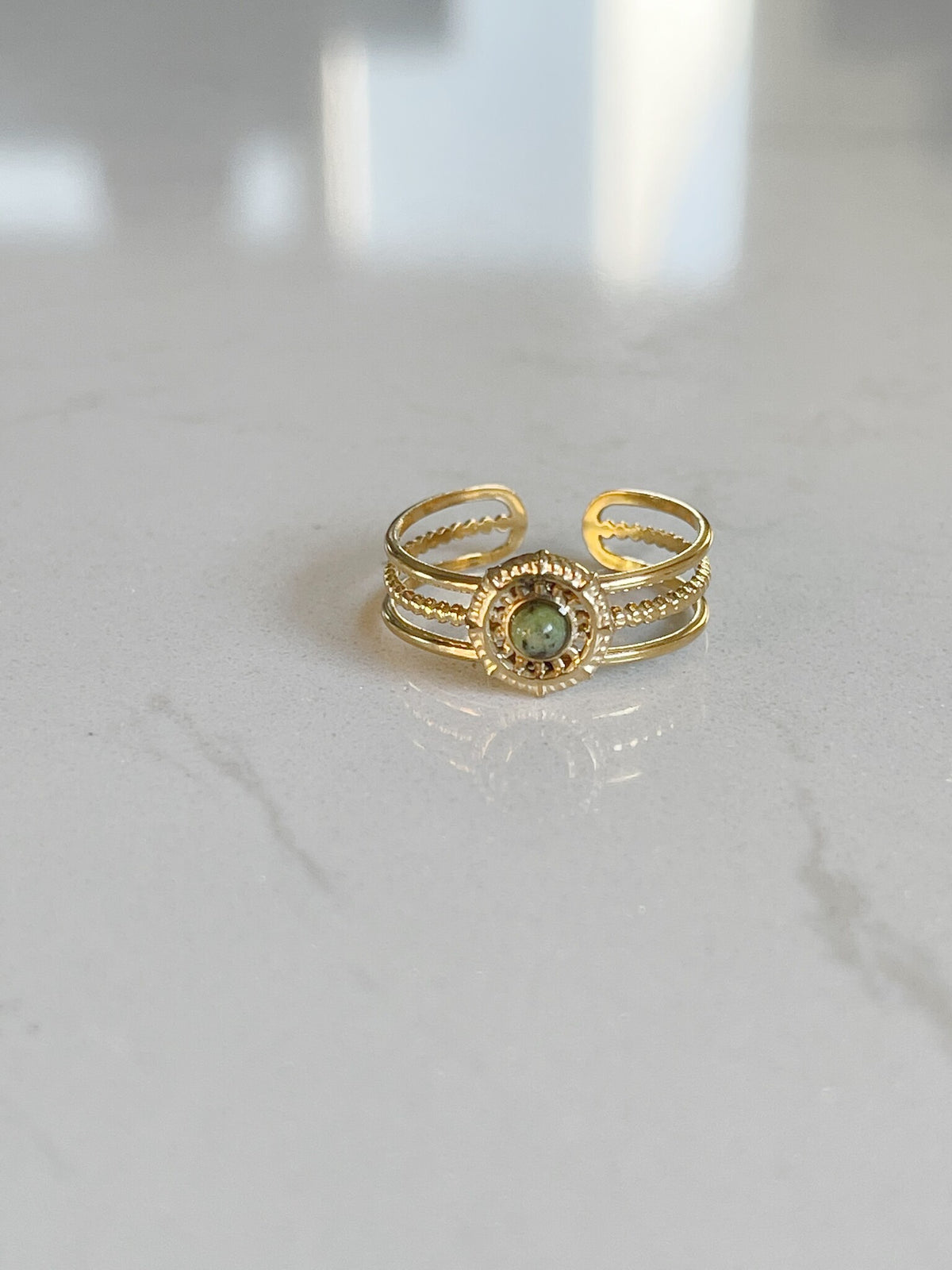 Francis - Ring - Naturstein - Edelstahl - Einstellbar