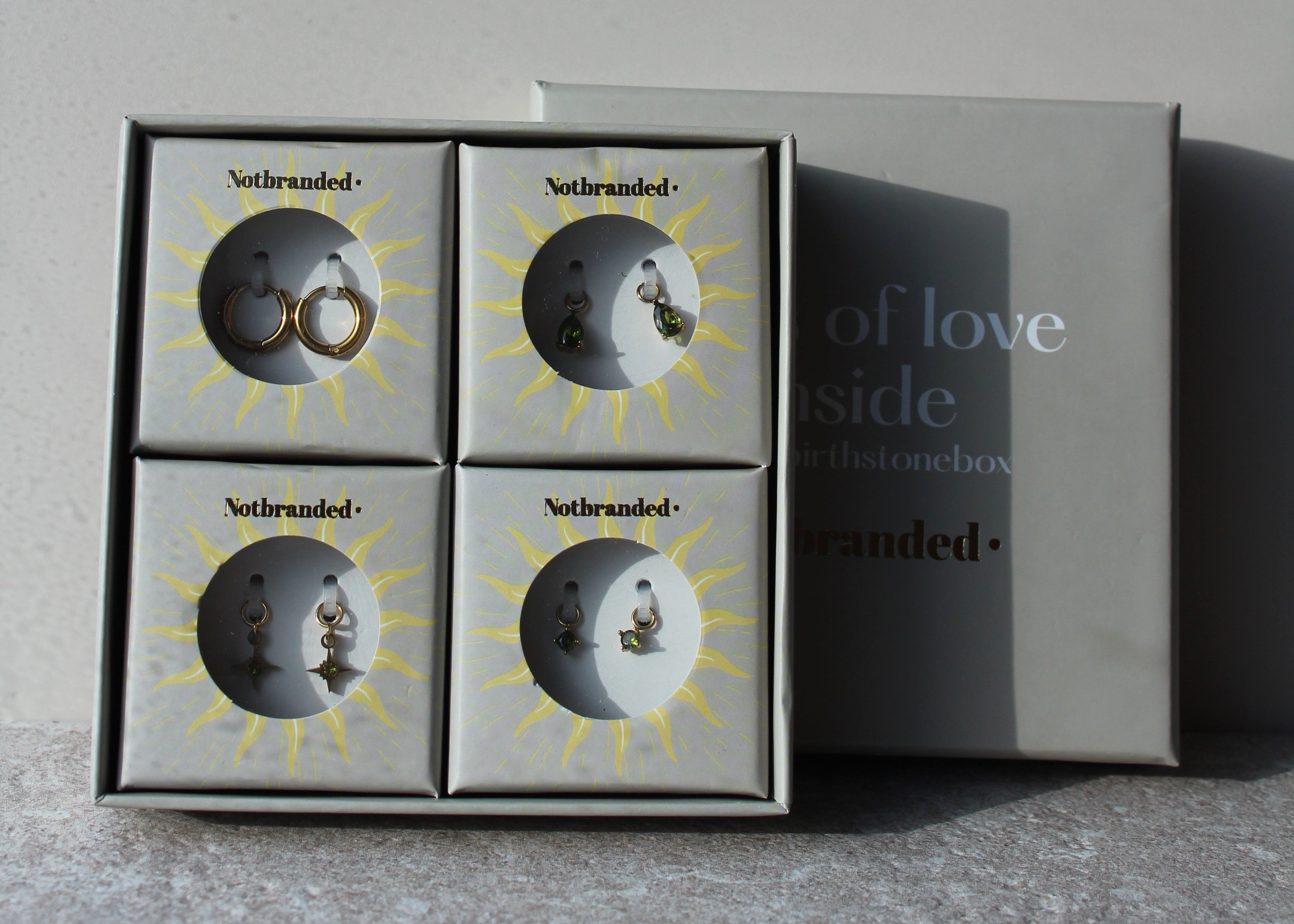 Birthstonebox Ohrringe – Set – Edelstahl