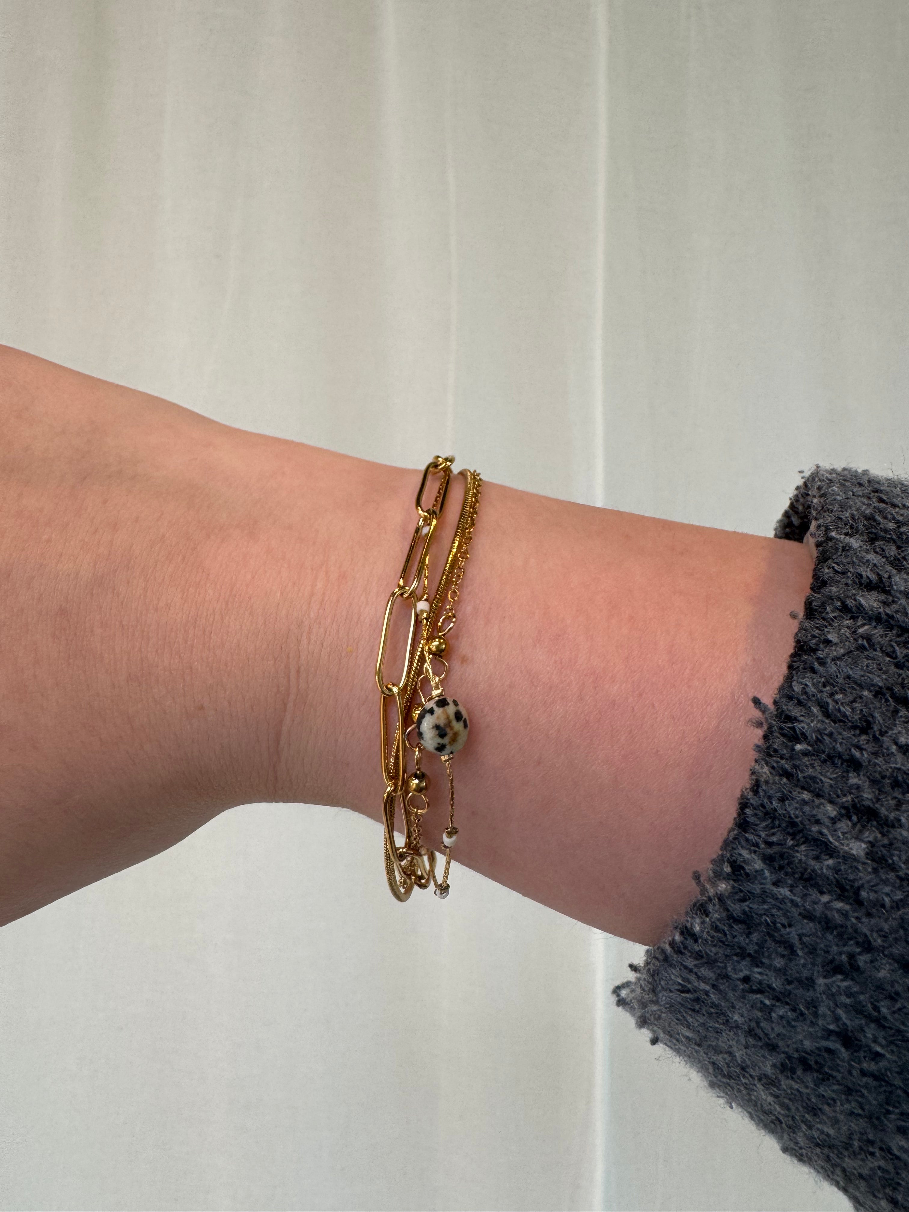 Eloise - Armband - Naturstein - 4 Schichten - Edelstahl