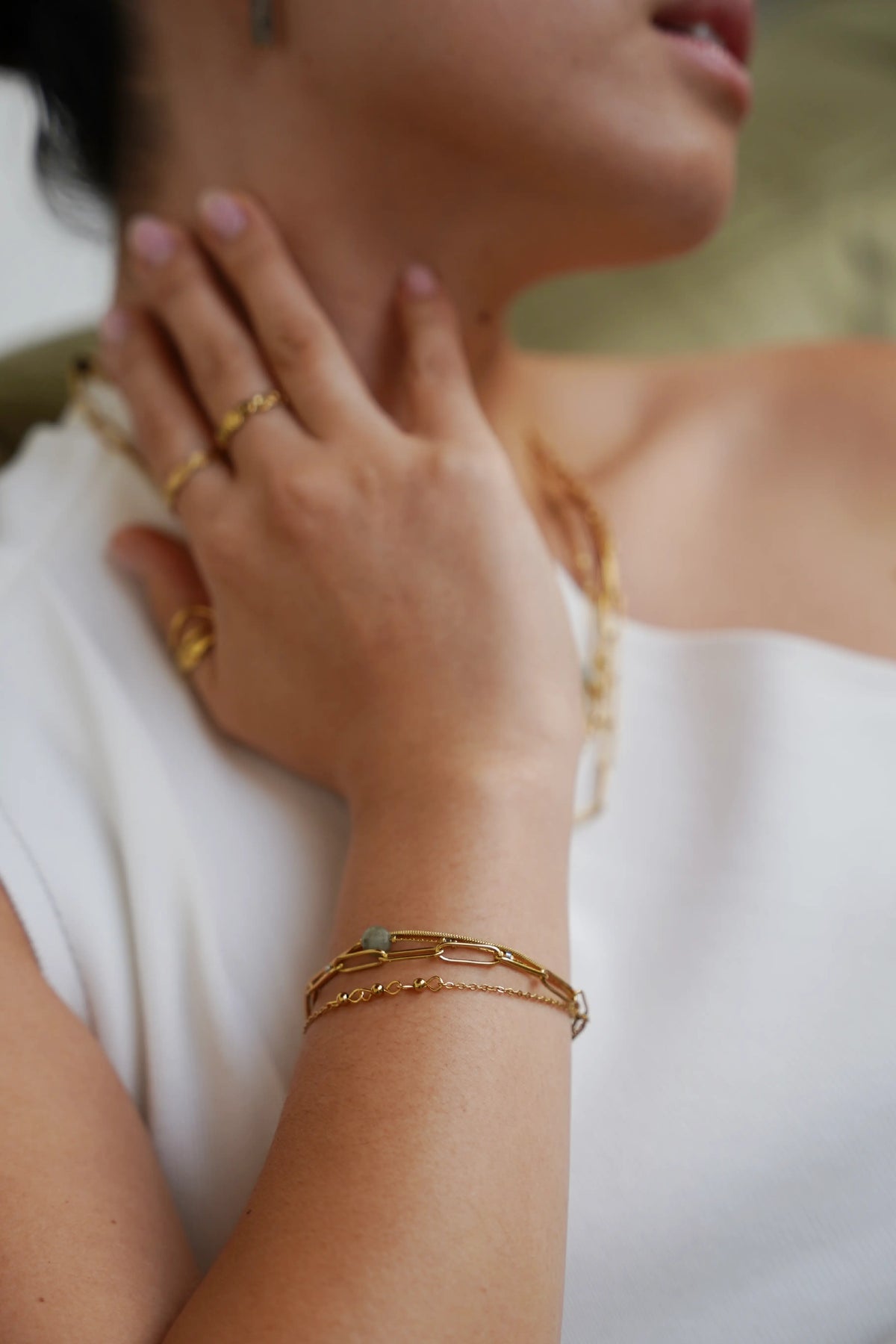 Eloise - Armband - Naturstein - 4 Schichten - Edelstahl