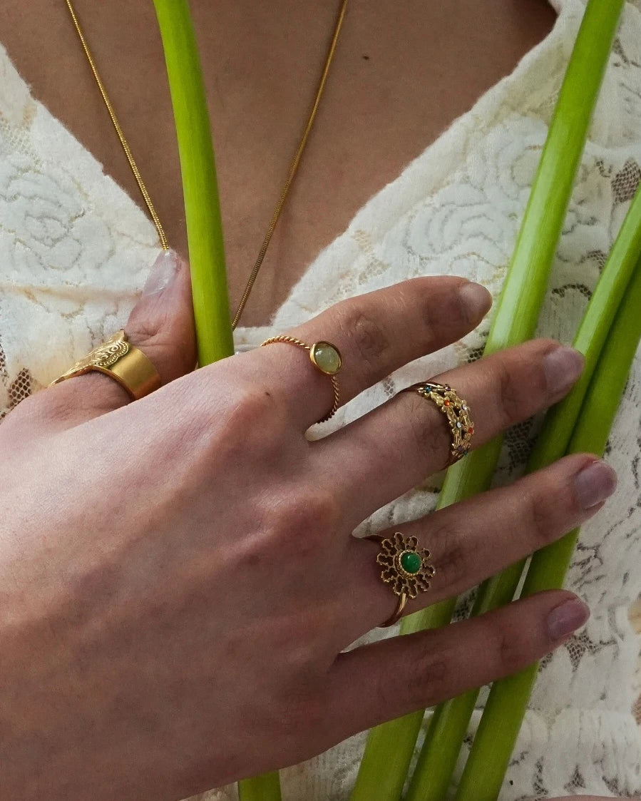 Alisa Ring - Edelstahl - Naturstein - verstellbar