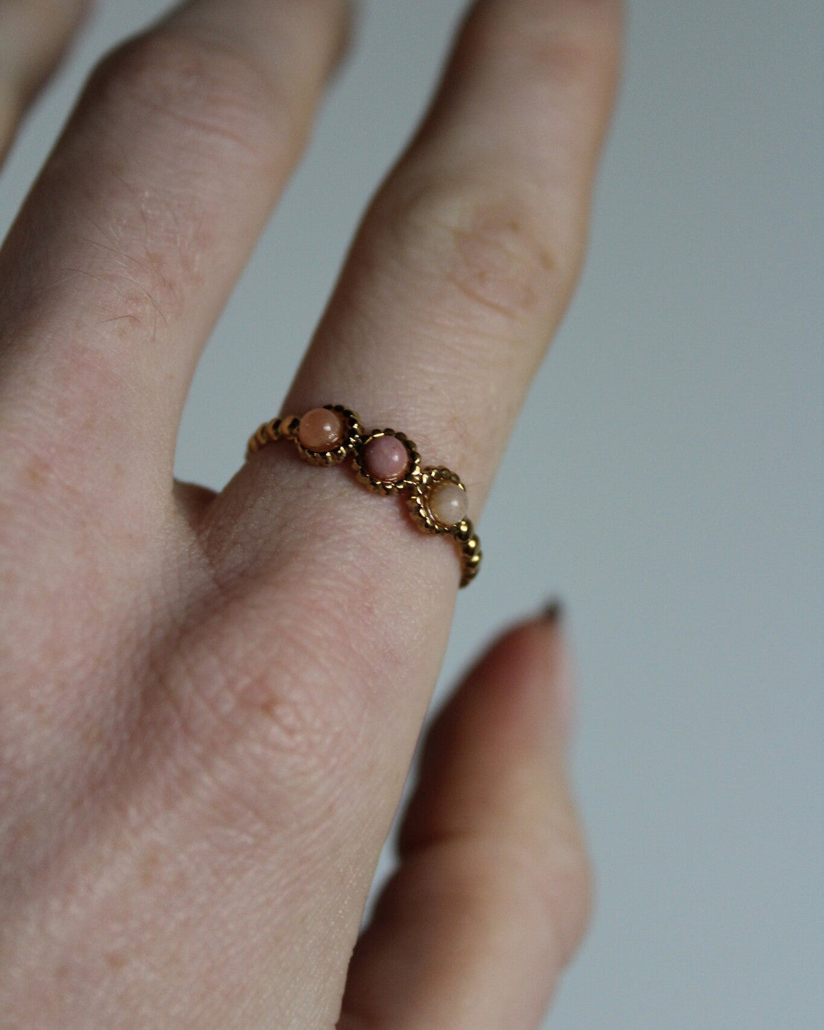 Demi - Ring - Naturstein - Edelstahl - Verstellbar