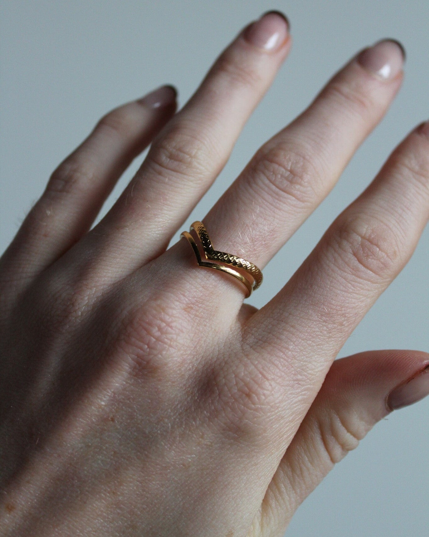 Double Wave - Ring - Edelstahl - verstellbar