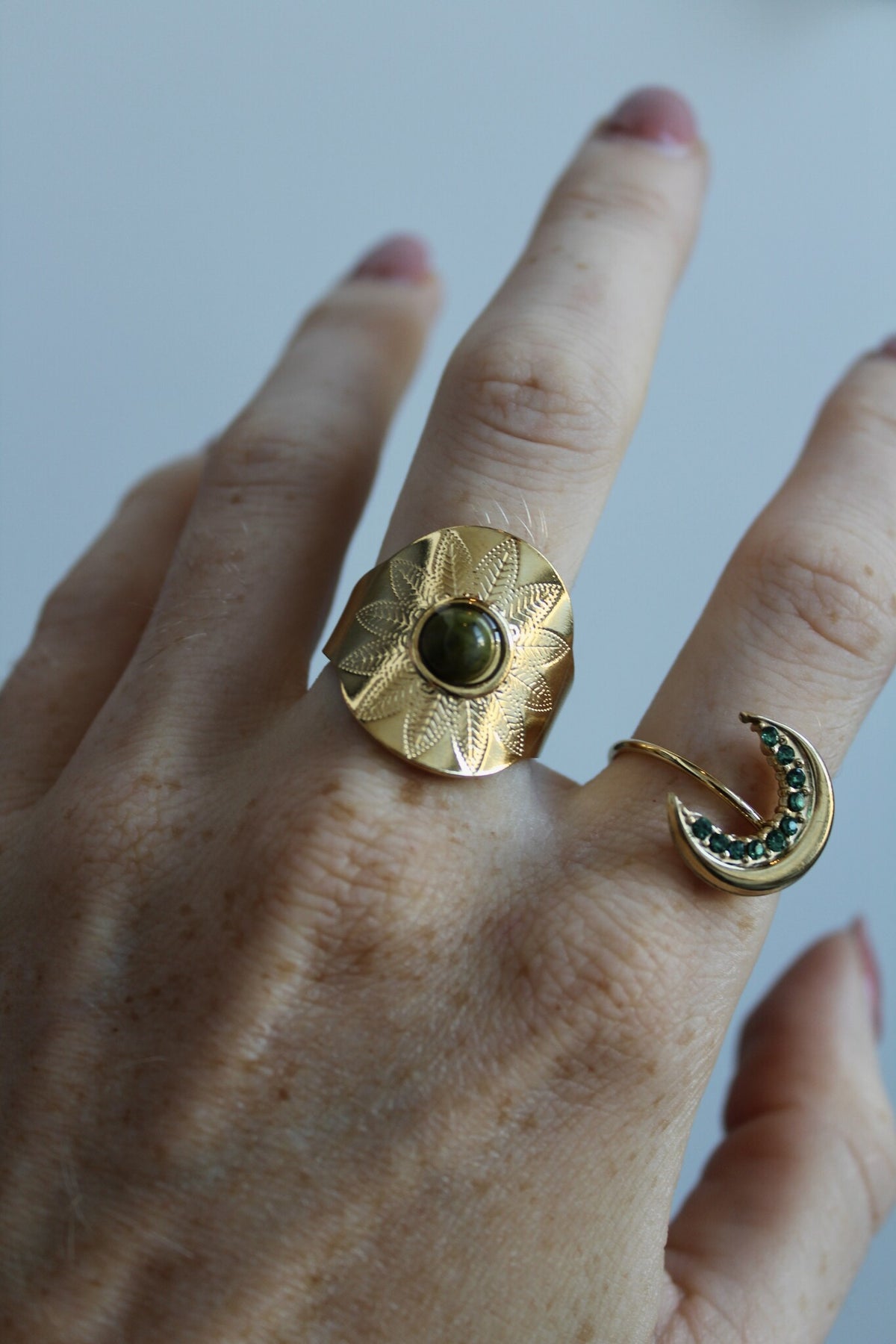Nanne - Ring - Naturstein - Edelstahl - Verstellbar