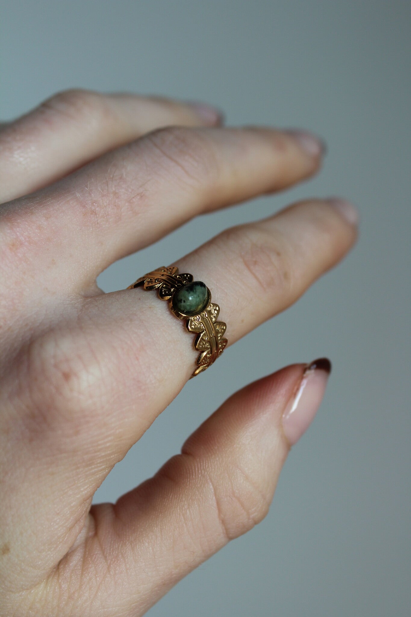Didi - Ring - Naturstein - Edelstahl - Verstellbar