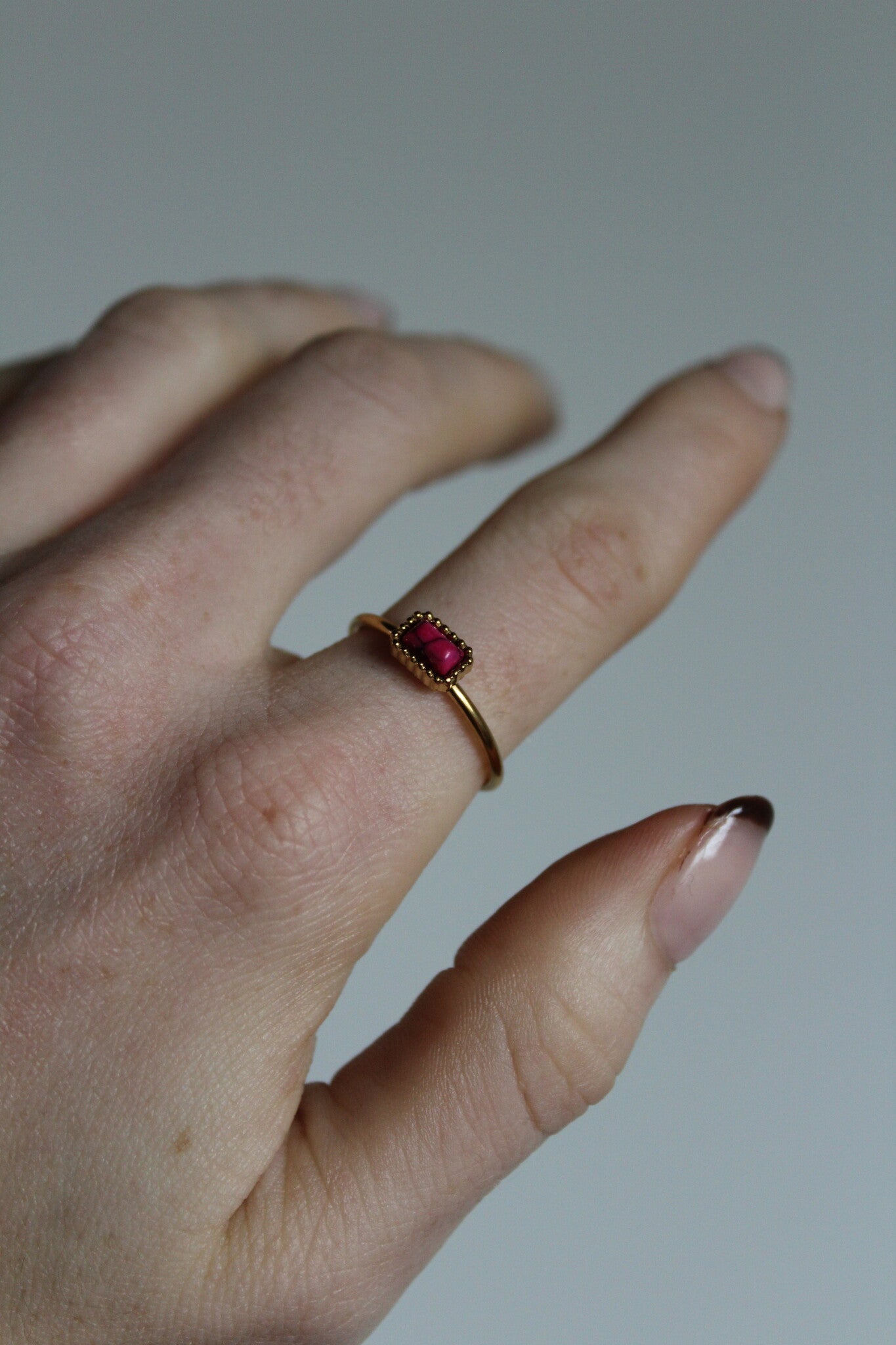 Karma - Ring - Naturstein - Edelstahl - Verstellbar