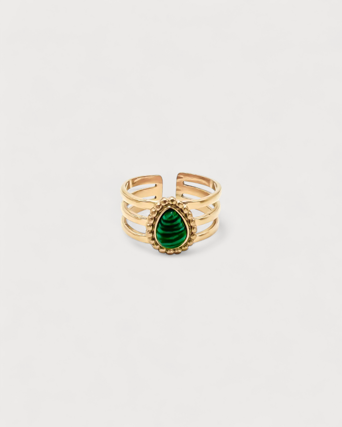 Menthe - Ring - Naturstein - Edelstahl - Verstellbar