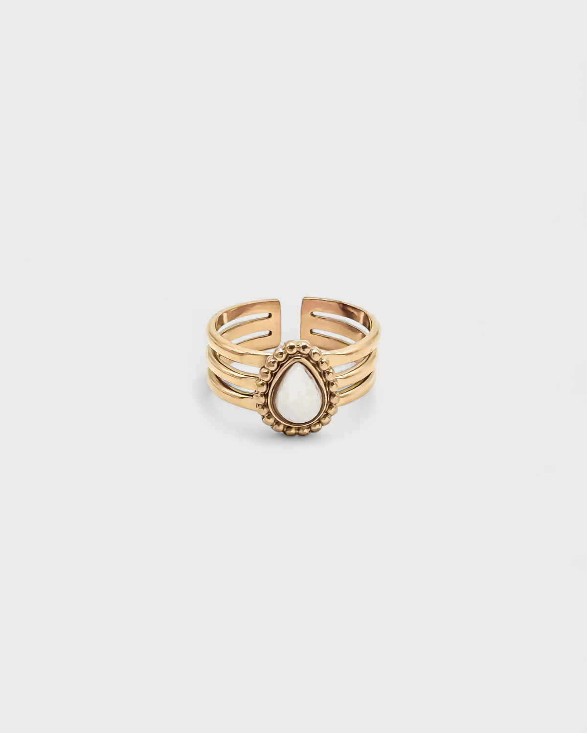 Menthe - Ring - Naturstein - Edelstahl - Verstellbar