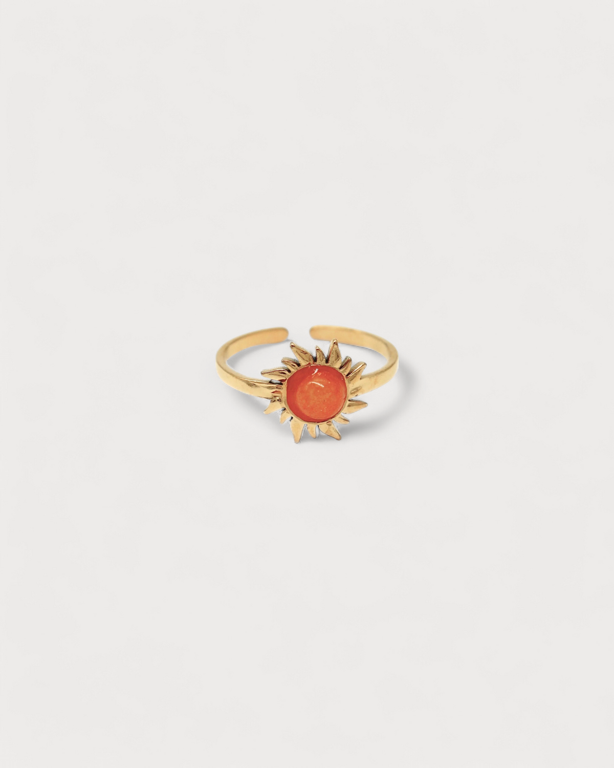 Sonnenblume - Ring - Edelstahl - Verstellbar - Naturstein