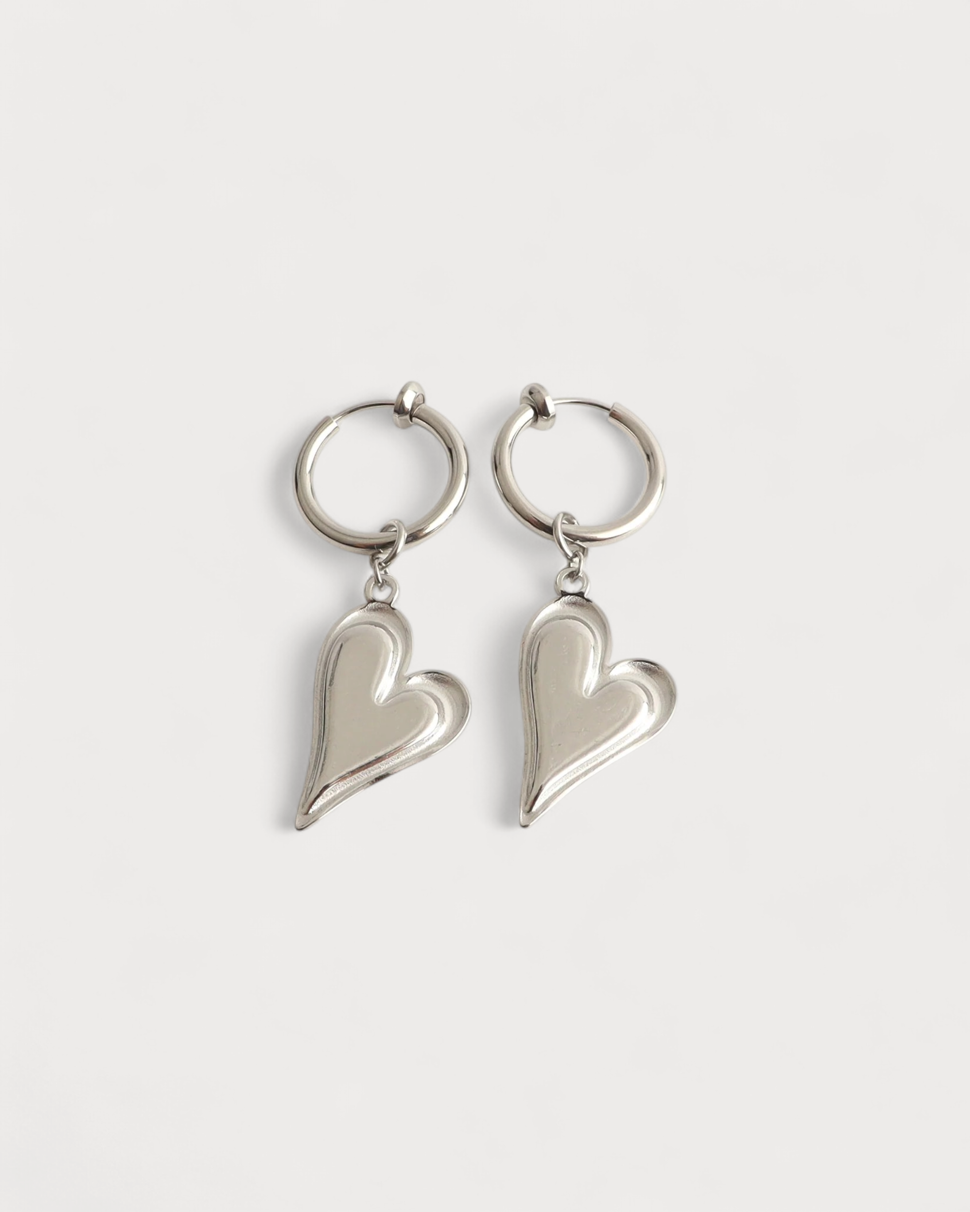 Heart - Ohrringe - Clip-On - Edelstahl