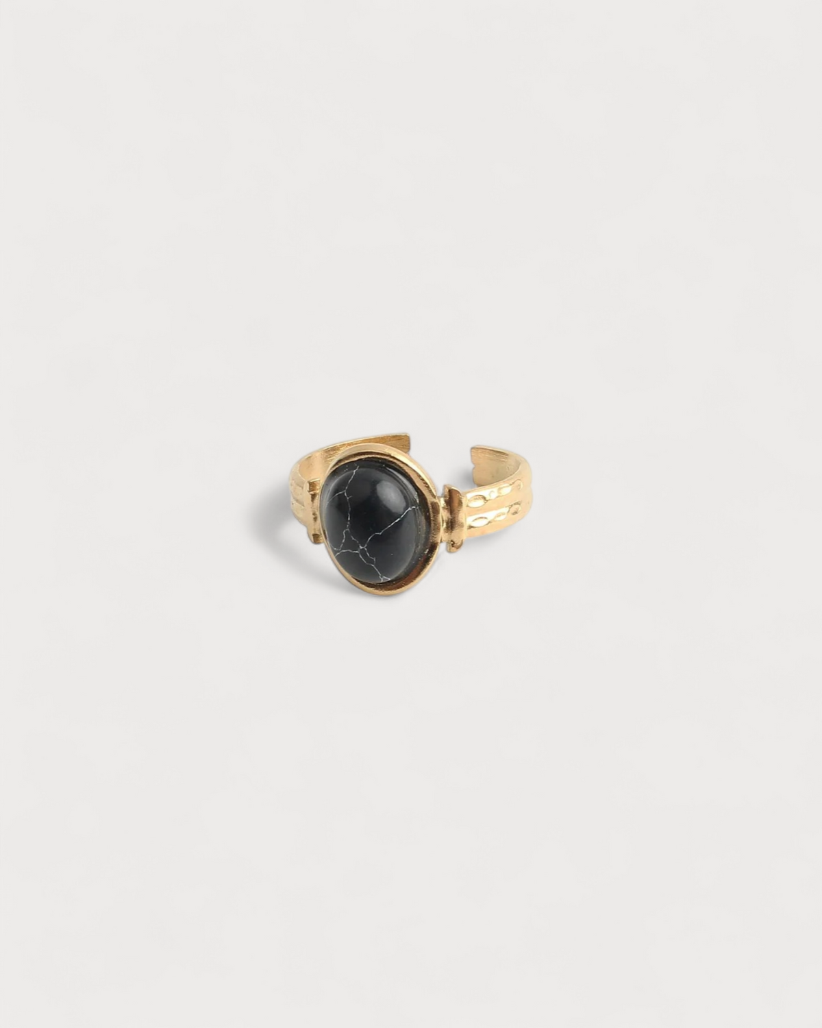 Megane - Ring - Naturstein - Edelstahl - Einstellbar