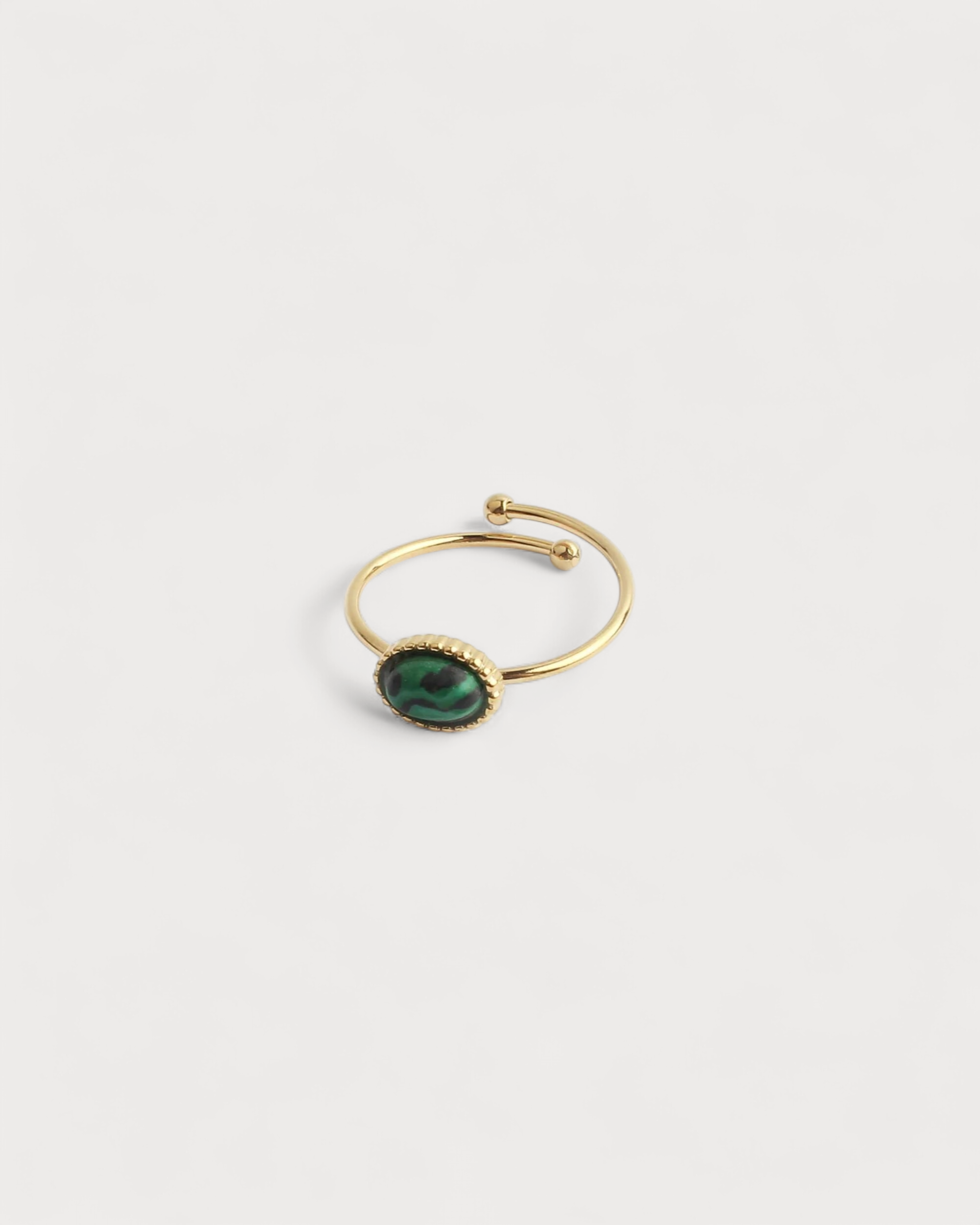 Bea - Ring - Naturstein - Edelstahl - Einstellbar