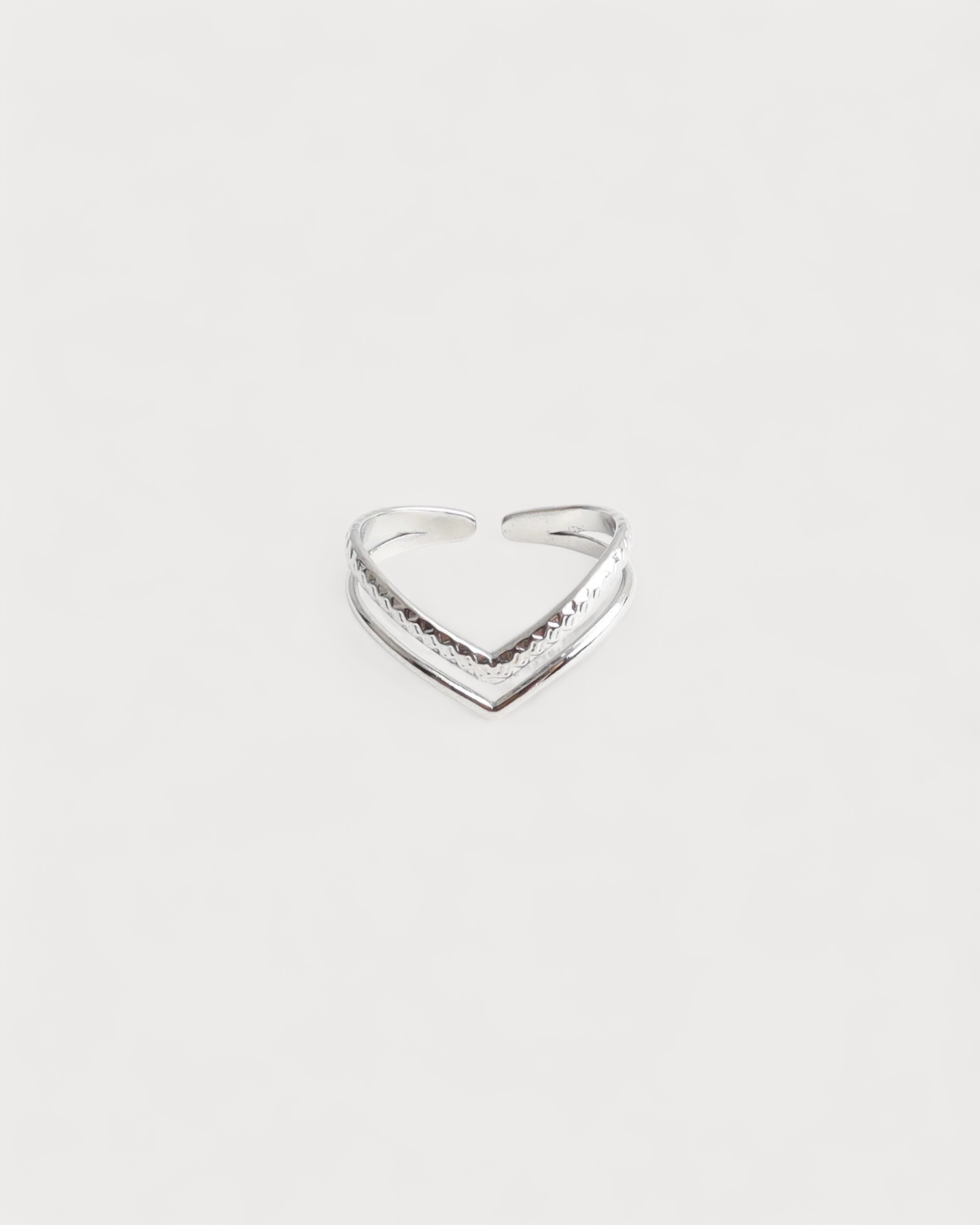 Double Wave - Ring - Edelstahl - verstellbar