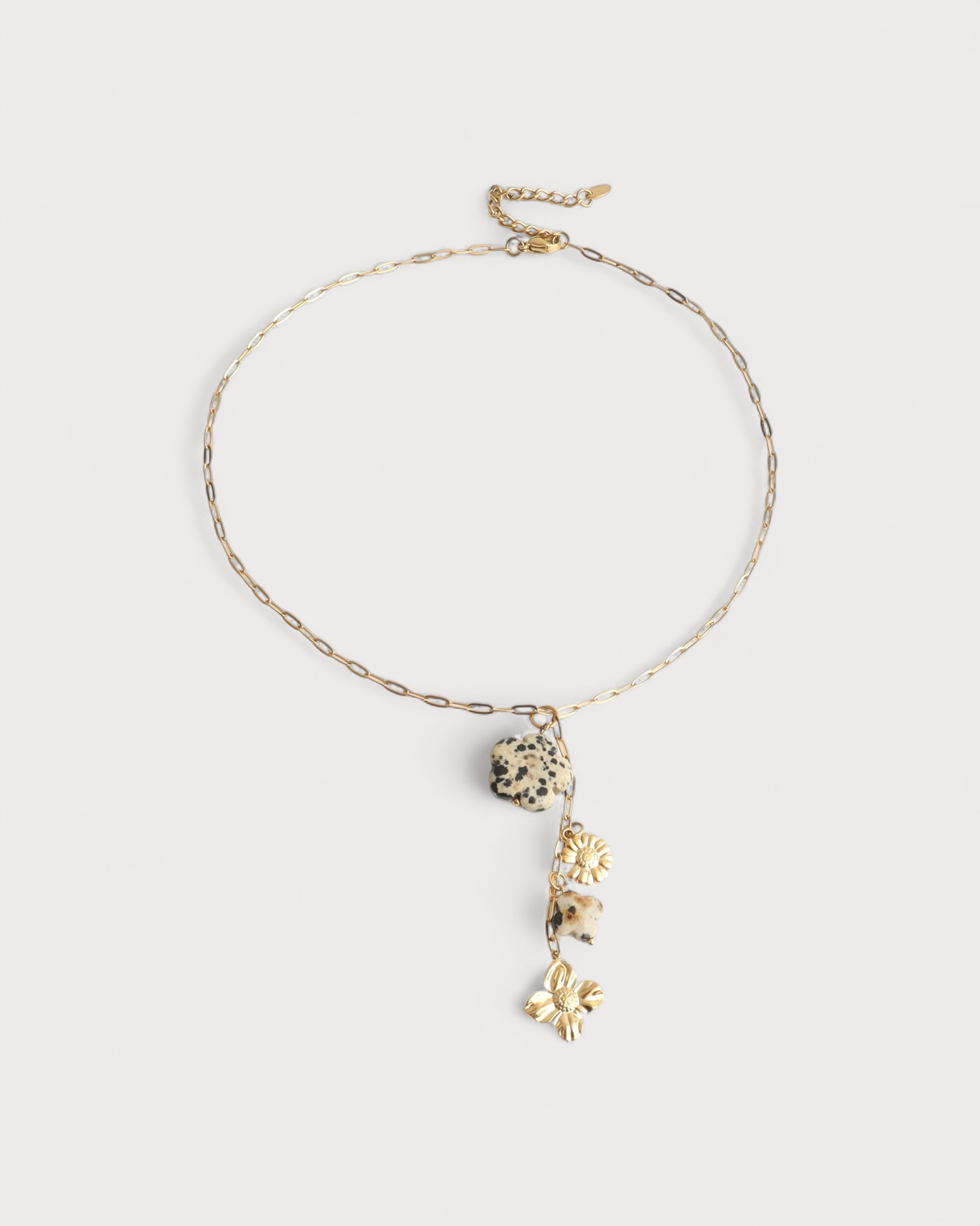 Flore - Kette - Naturstein - Edelstahl