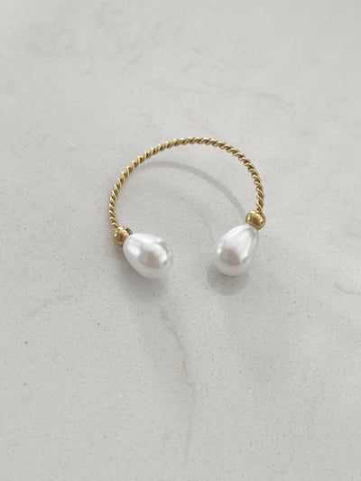 2 Pearls - Ring - Edelstahl - verstellbar