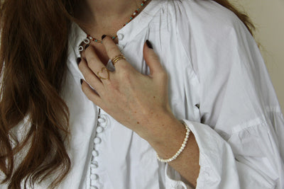 100% Real Fresh Water Pearl- Armband - Edelstahl