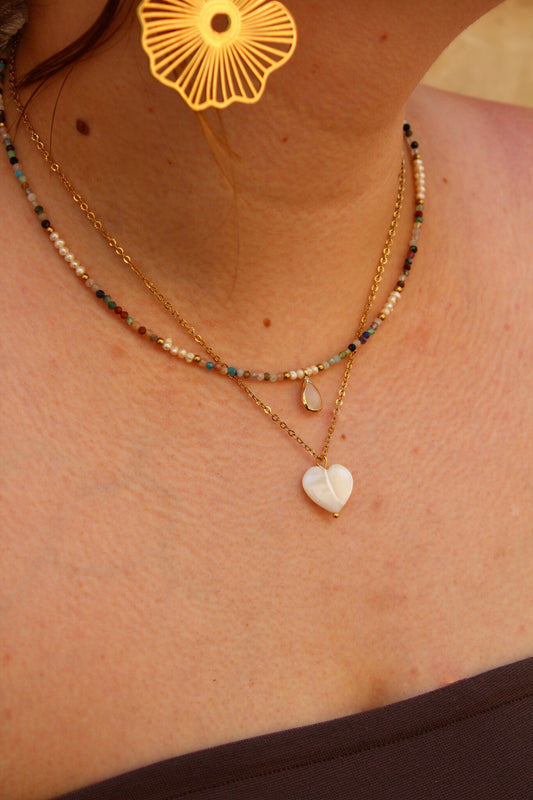 Heart Shaped Shell - Necklace - Stainless Steel