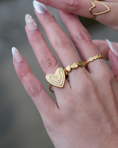 Groovy Heart - Ring - Edelstahl - verstellbar
