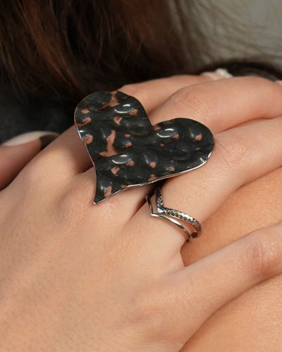 Gewelltes Herz - Ring - Edelstahl - verstellbar