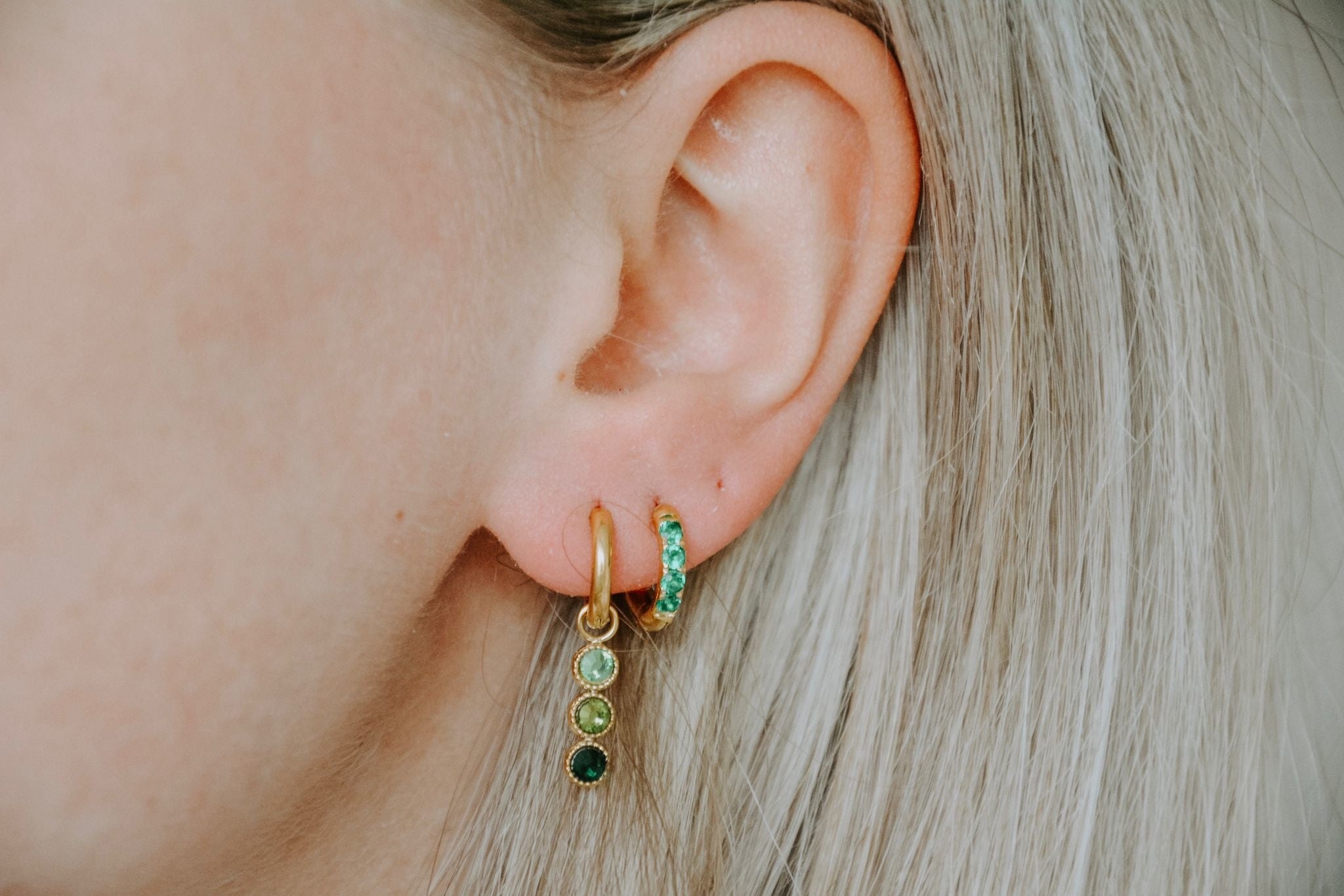 Rhinestone - Earrings - Stainless Steel