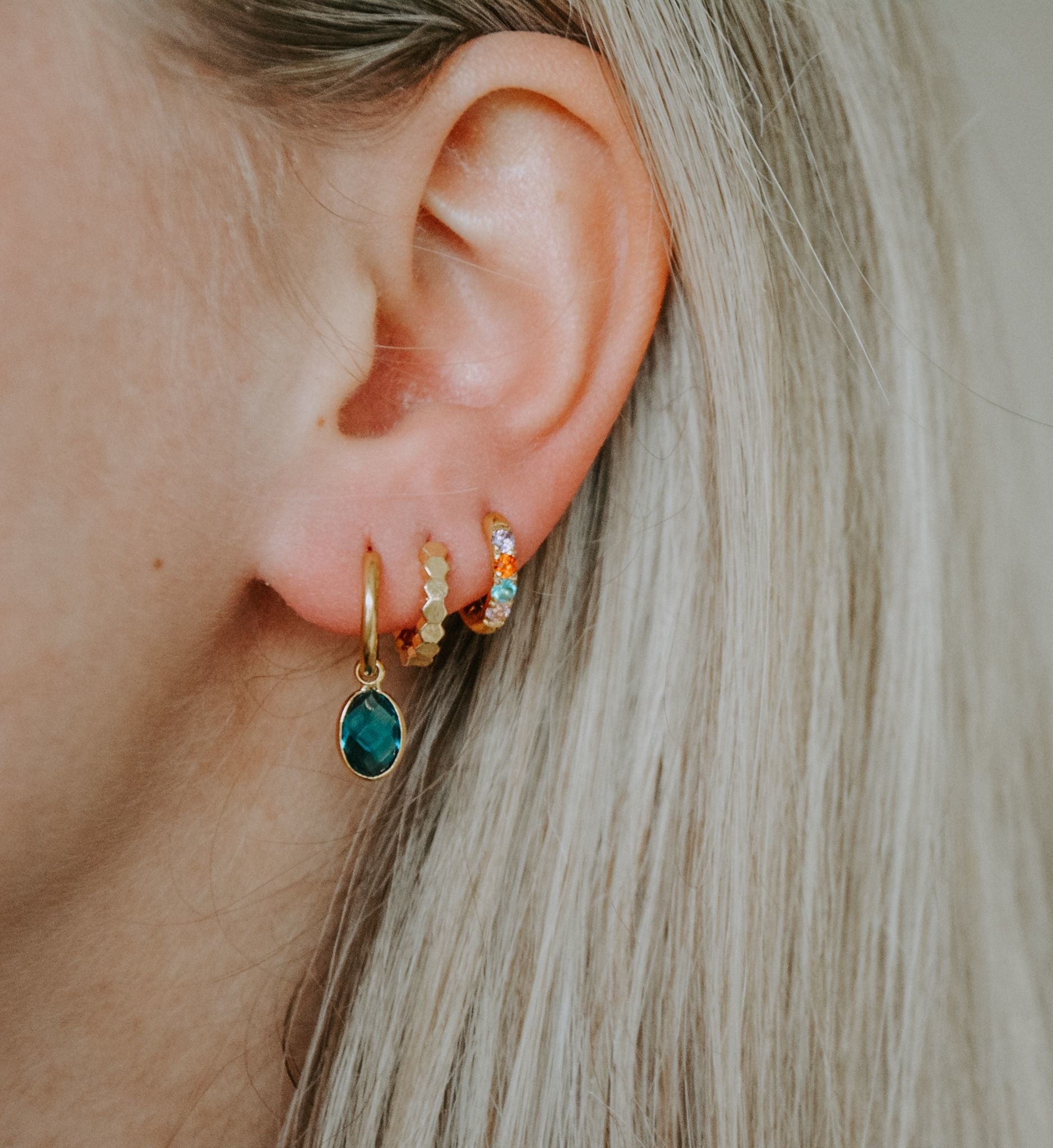 Rhinestone - Earrings - Stainless Steel