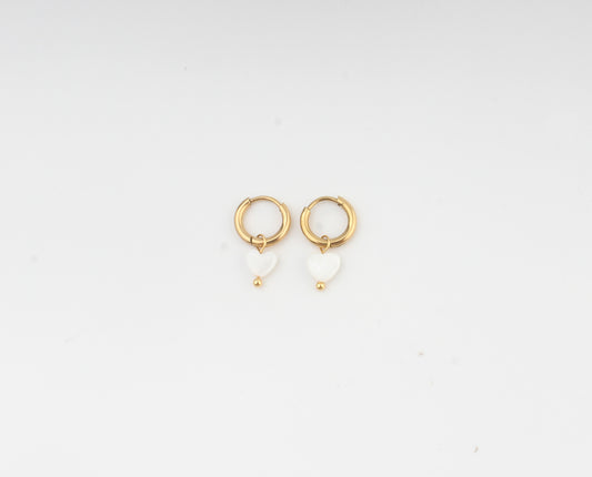 Heart Shaped Shell - Earrings - Stainless Steel