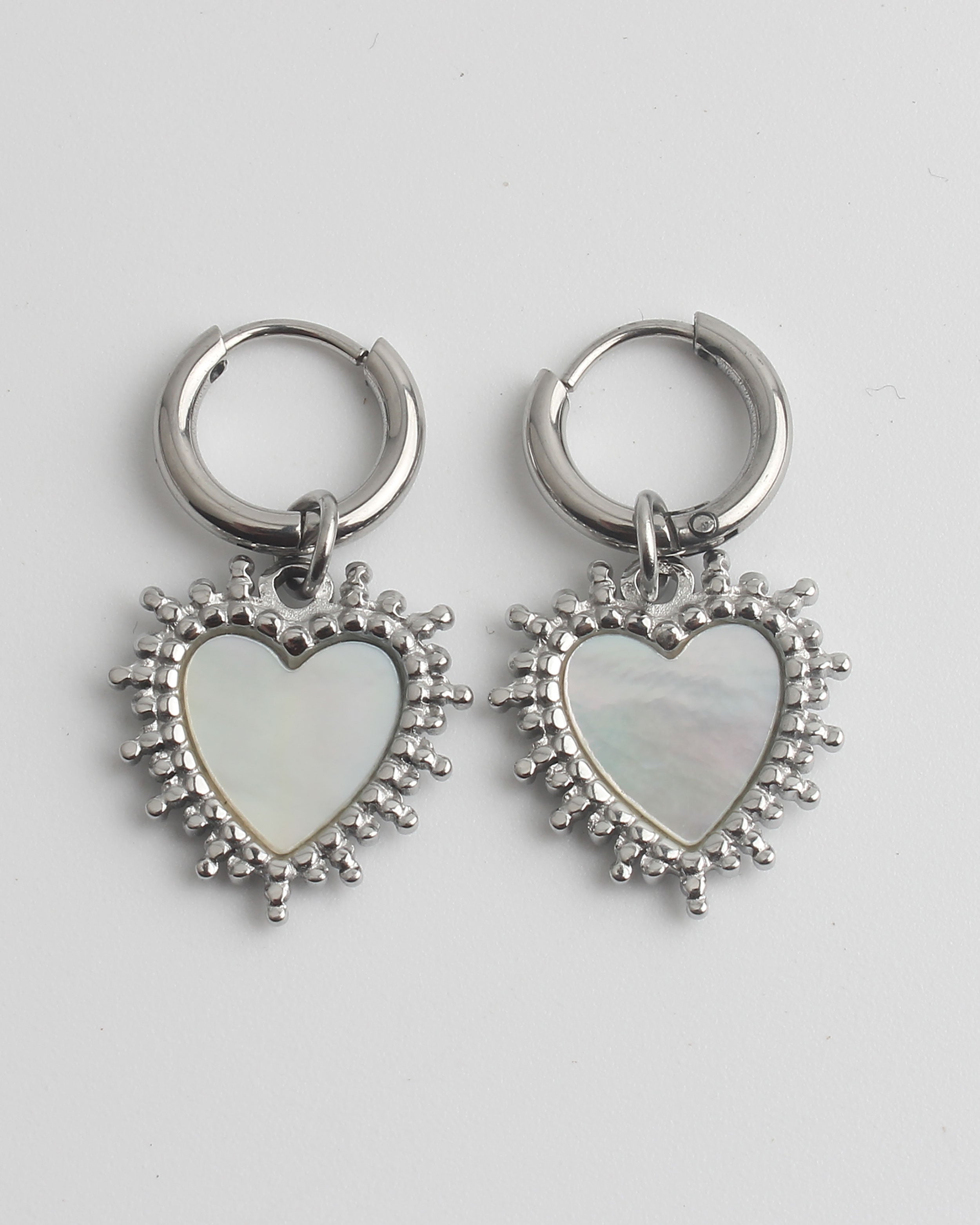 Big Shell Heart - Earrings - Stainless Steel