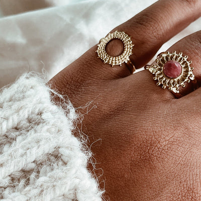 Amy - Ring - Naturstein - Edelstahl - Verstellbar