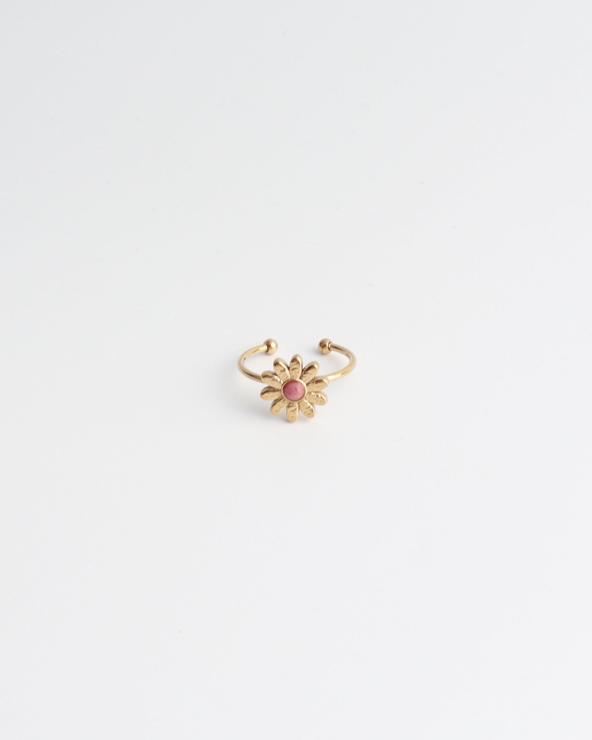 Daisy - Ring - Natural Stone - Stainless Steel - Adjustable