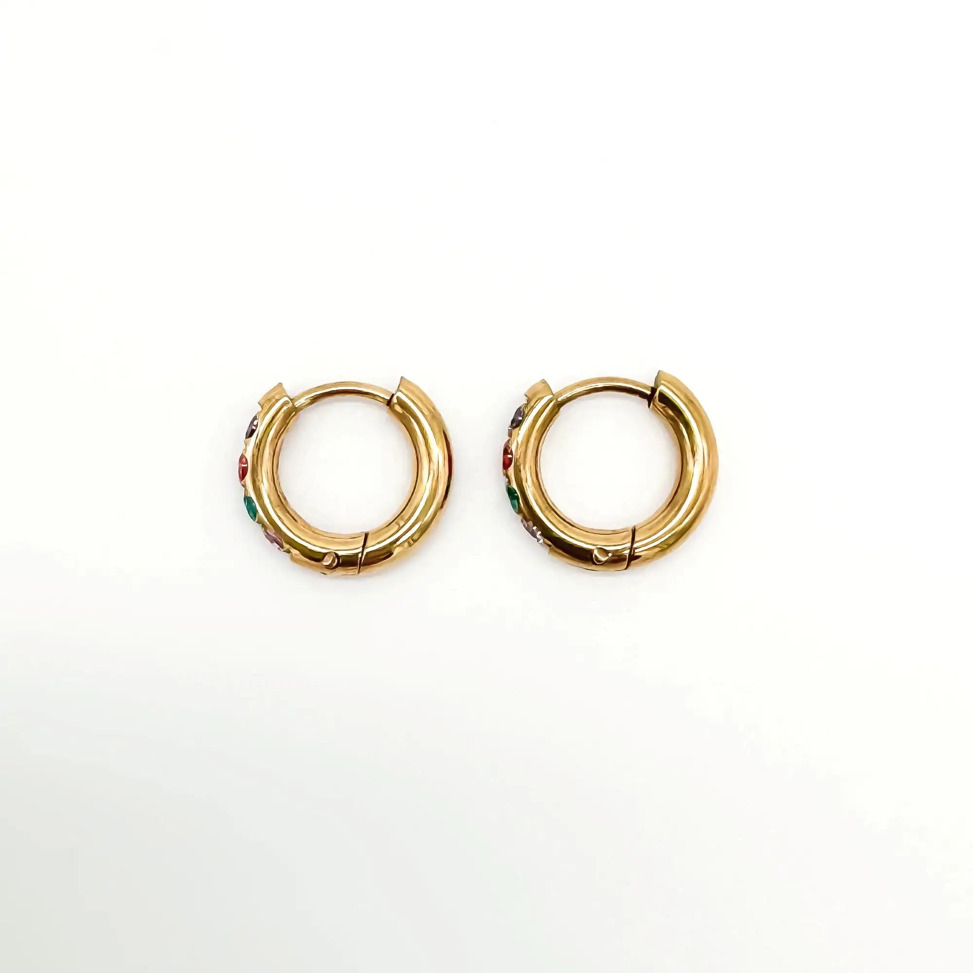 Rhinestone - Earrings - Stainless Steel