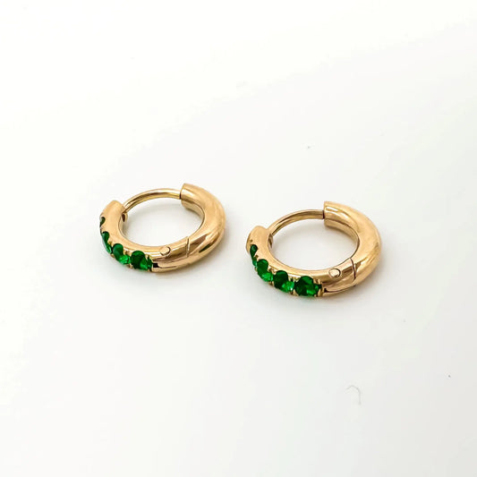 Rhinestone - Earrings - Stainless Steel