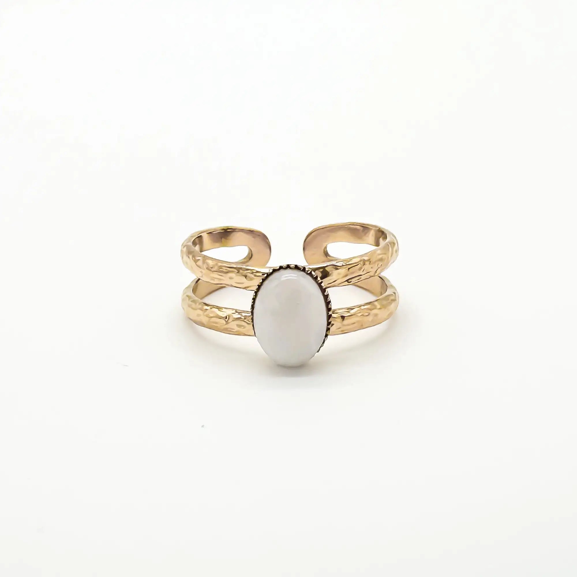Suzi - Ring - Naturstein - Edelstahl - Verstellbar