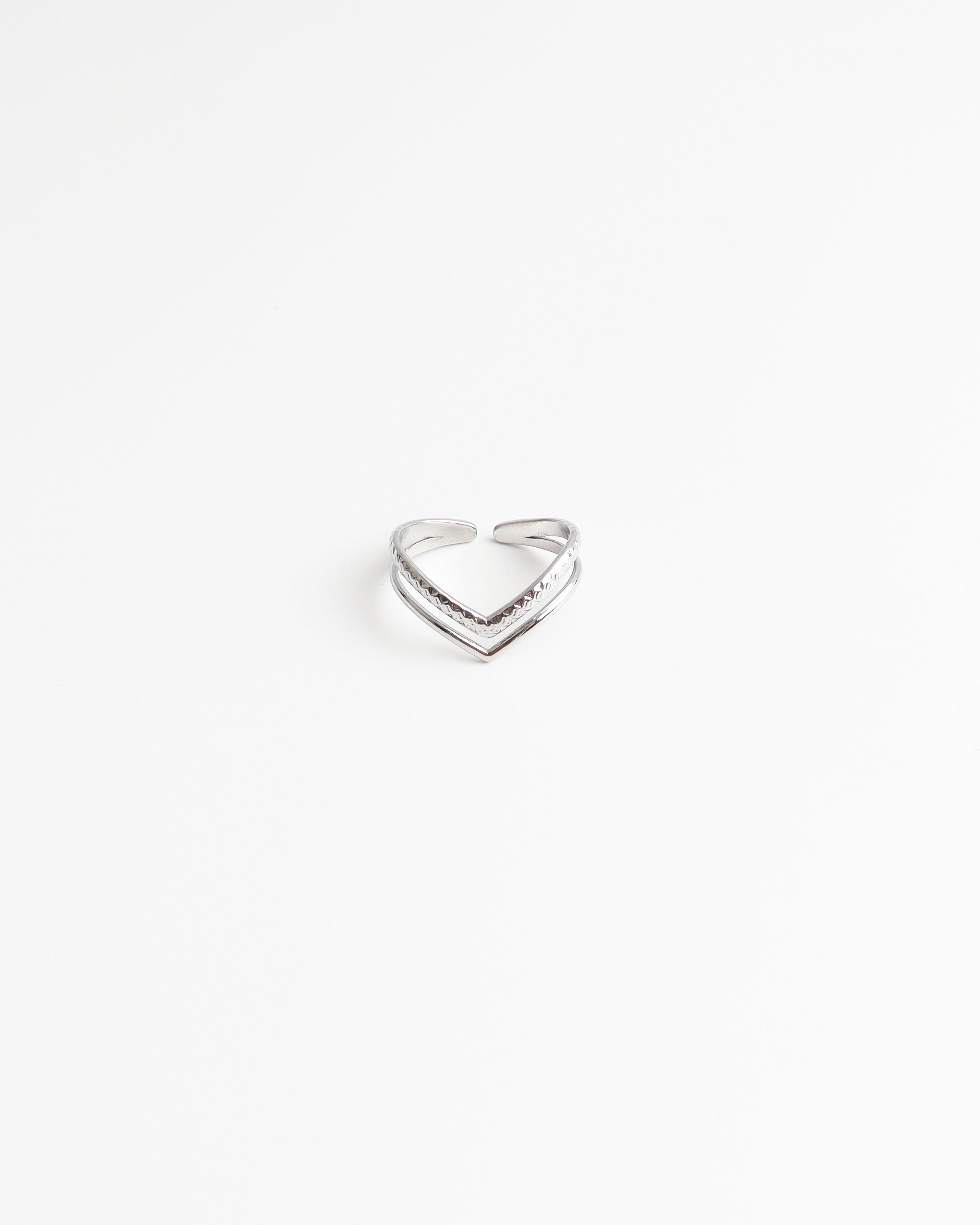Double Wave - Ring - Edelstahl - verstellbar