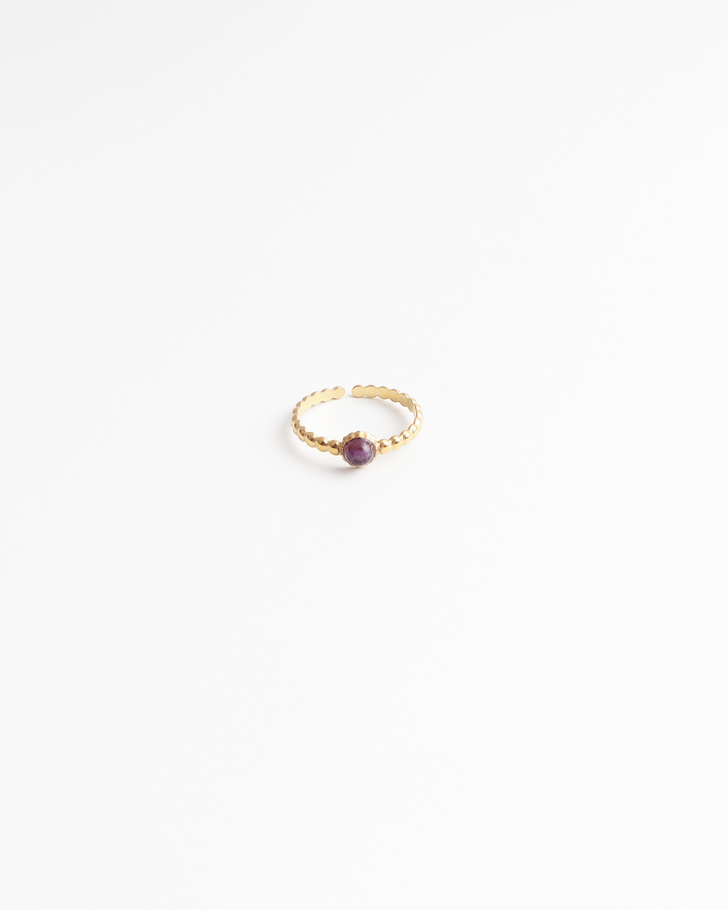 Nadine - Ring - Stainless Steel - Adjustable - Natural Stone