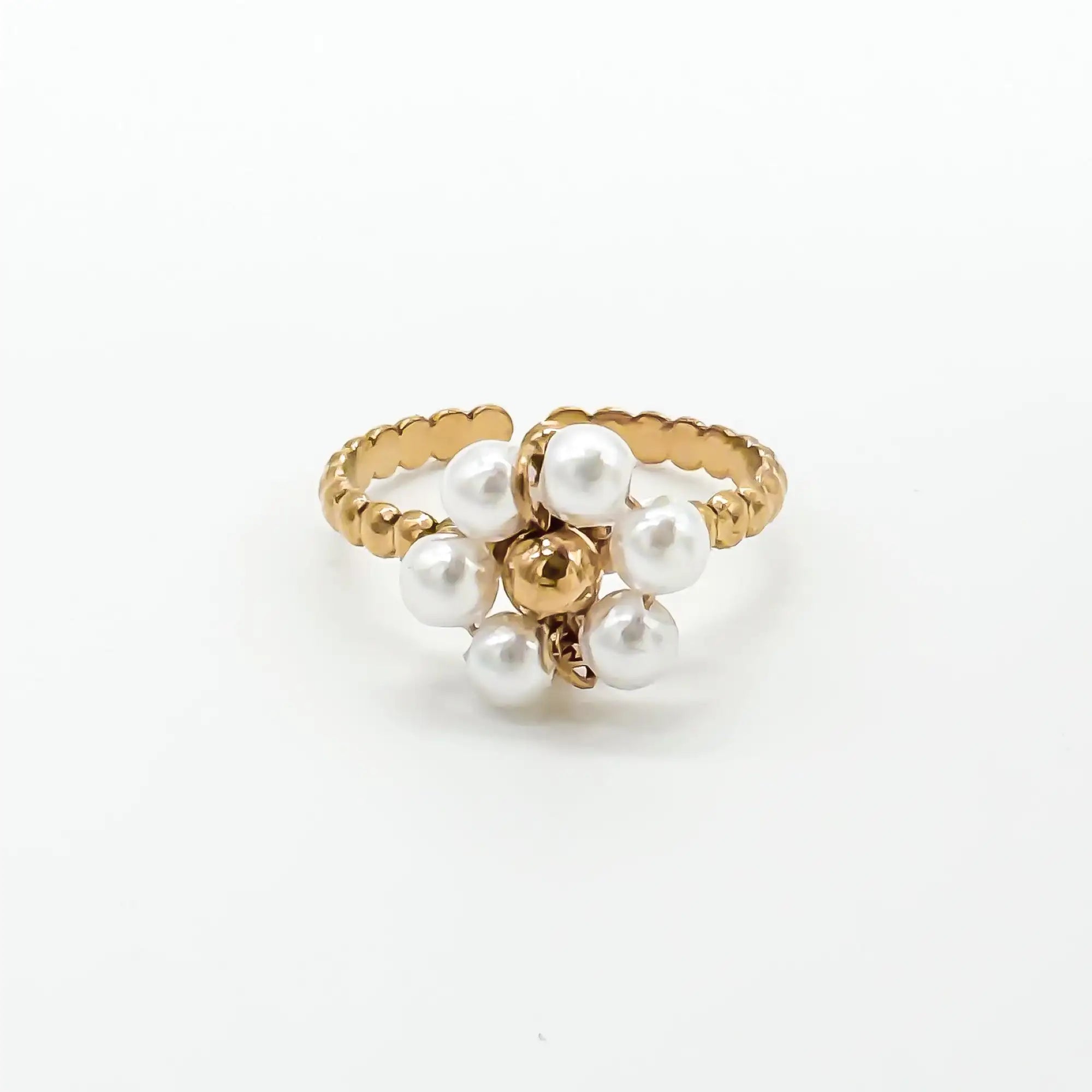 Fleur blanche - Ring - Stainless Steel - Adjustable