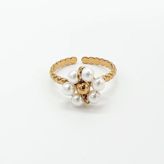 Fleur blanche - Ring - Edelstahl - Verstellbar