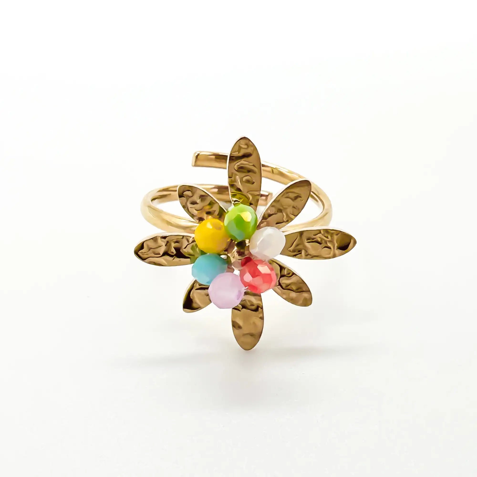 Bunte Blume - Ring - Edelstahl - verstellbar