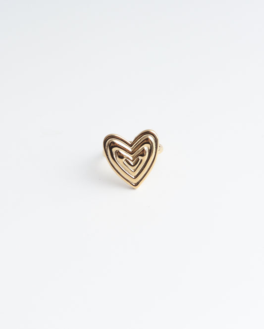 Groovy Heart - Ring - Edelstahl - verstellbar