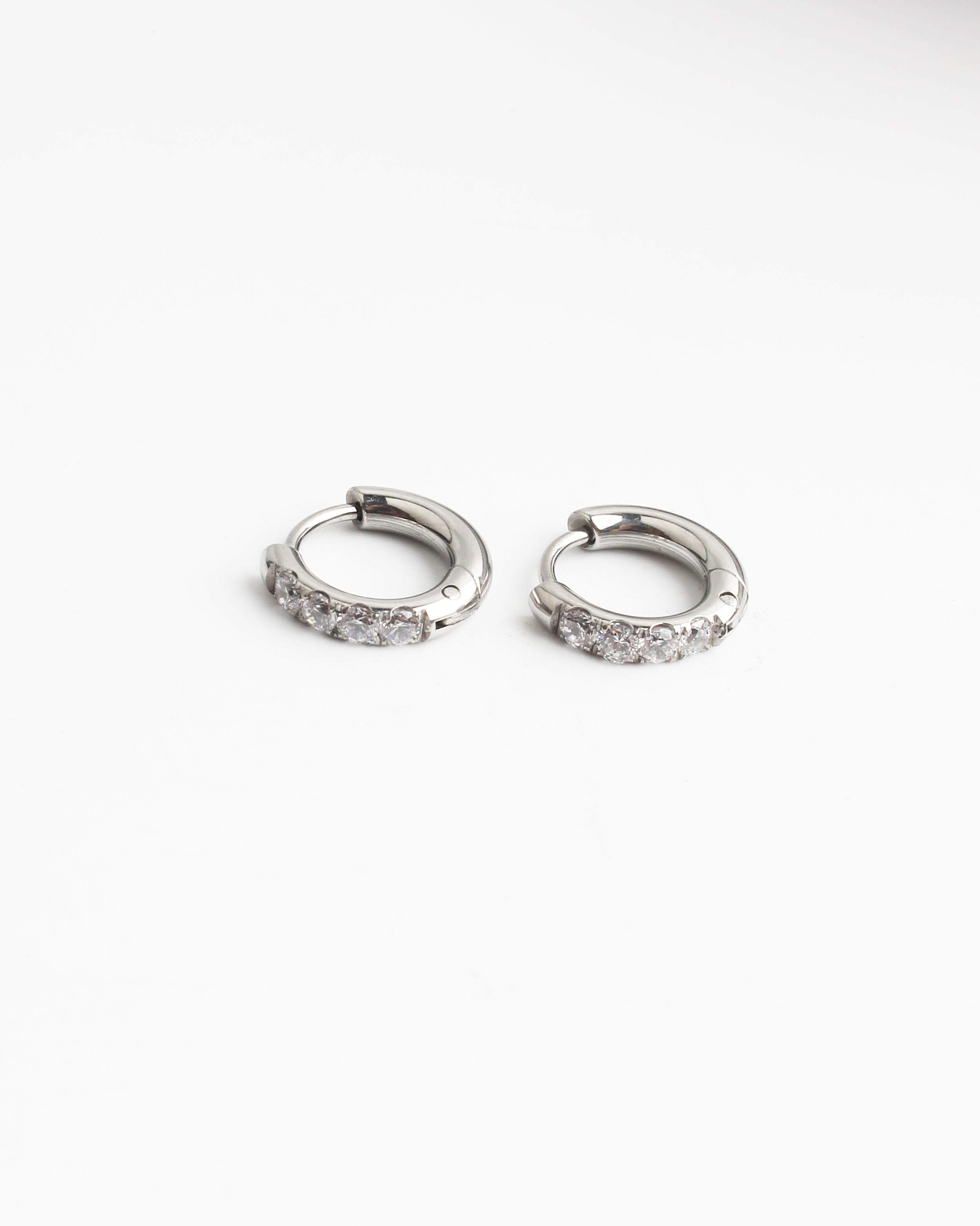 Rhinestone - Earrings - Stainless Steel