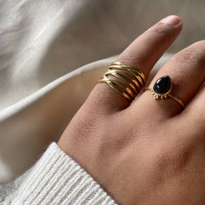 Lara - Ring - Naturstein - Edelstahl - verstellbar