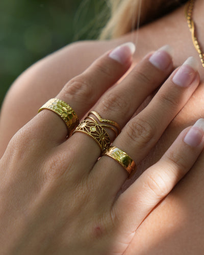 Double Wave - Ring - Edelstahl - verstellbar