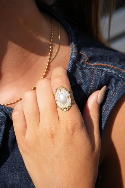 Pearlet - Ring - Edelstahl - Verstellbar