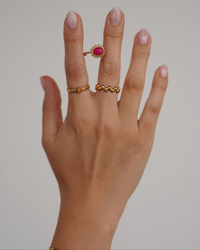 Zosia - Ring - Naturstein - Edelstahl - Verstellbar