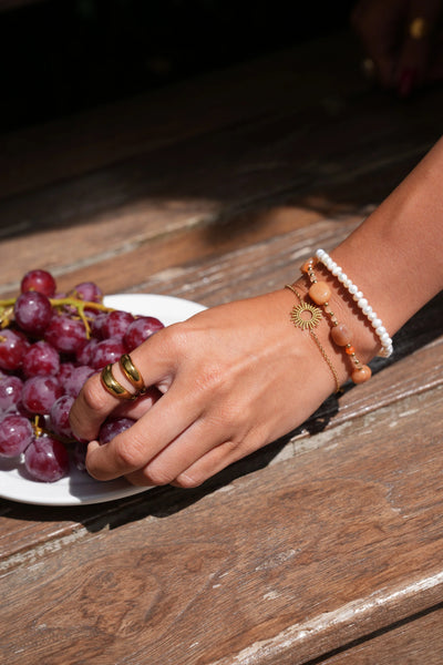 100% Real Fresh Water Pearl- Armband - Edelstahl