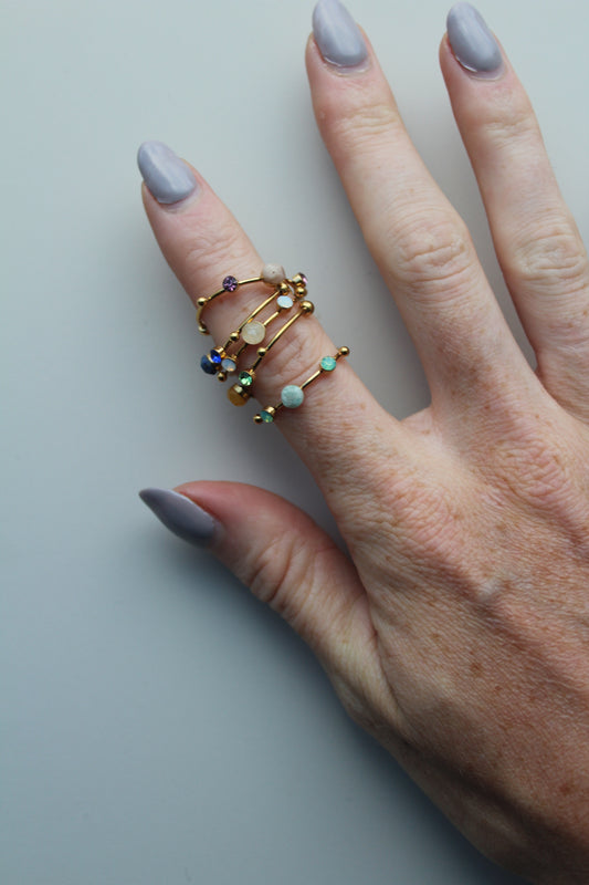 Victoria - Ring – Edelstahl – Naturstein – Verstellbar