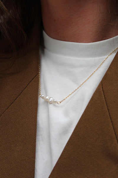 Freshwater Pearl Bar - Halskette - Edelstahl