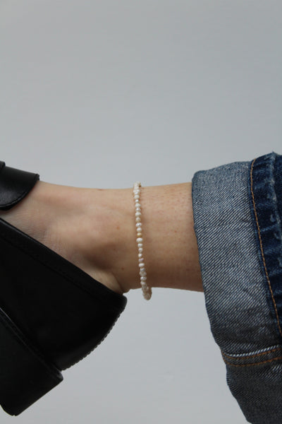 100% Real Fresh Water Pearl - Fusskettchen - Edelstahl