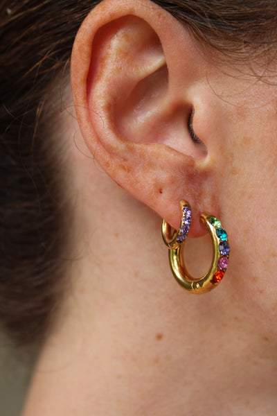 Big Strass Stone - Ohrringe - Edelstahl