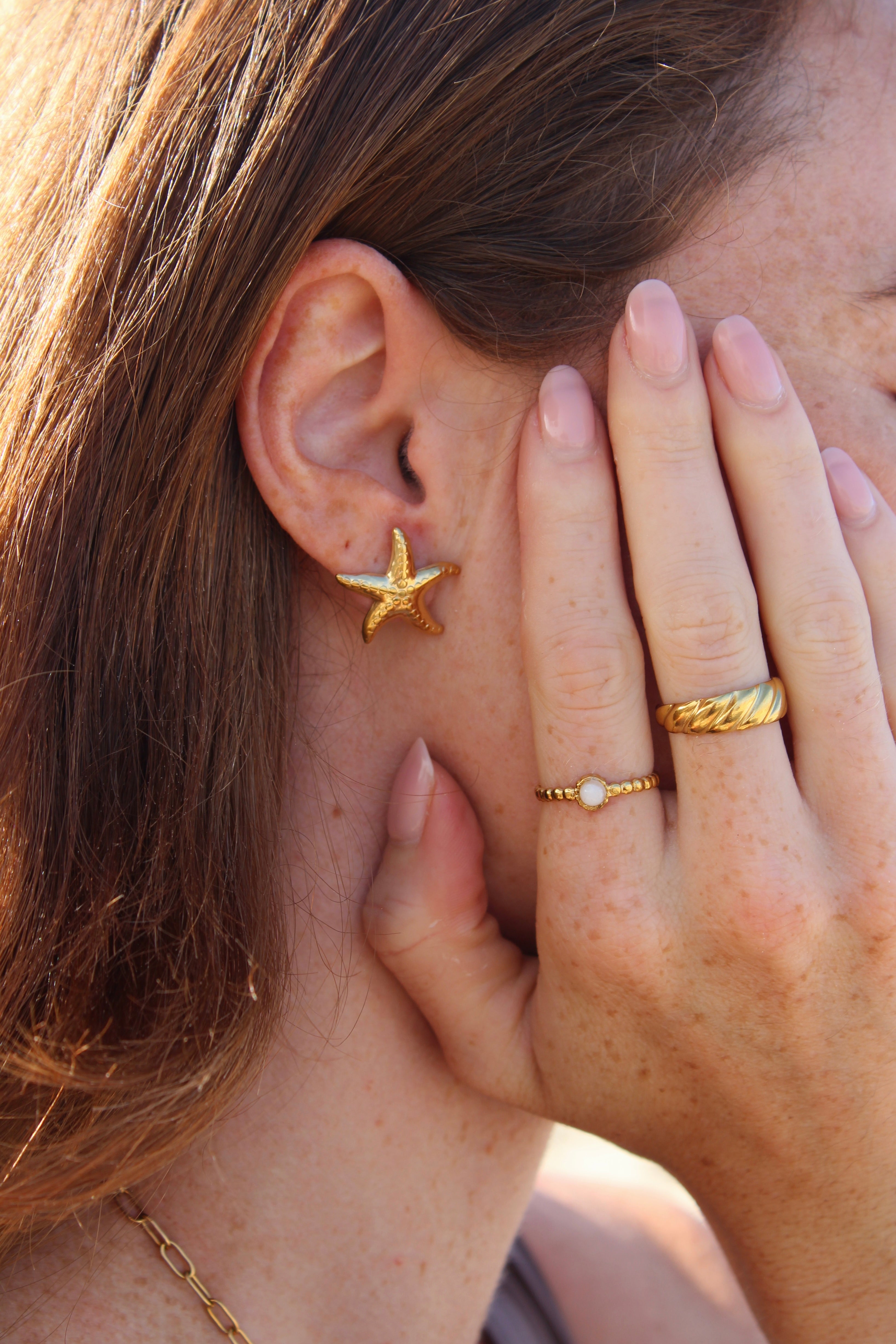 Nadine - Ring - Edelstahl - Verstellbar - Naturstein