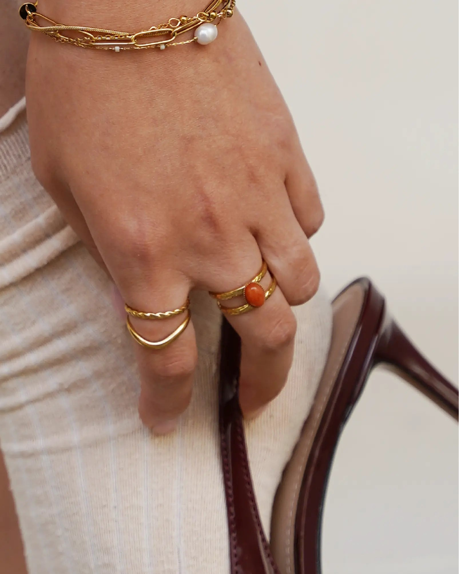 Suzi - Ring - Naturstein - Edelstahl - Verstellbar